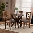 Bowery Hill Gray Fabric and Walnut Finished Wood 5-Piece Dining Set