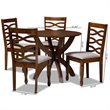 Bowery Hill Gray Fabric and Walnut Finished Wood 5-Piece Dining Set