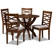 Bowery Hill Gray Fabric and Walnut Finished Wood 5-Piece Dining Set