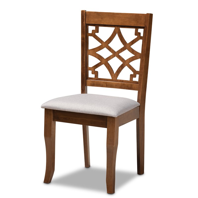 Bowery Hill Gray Fabric and Walnut Finished Wood 6-Piece Dining Set