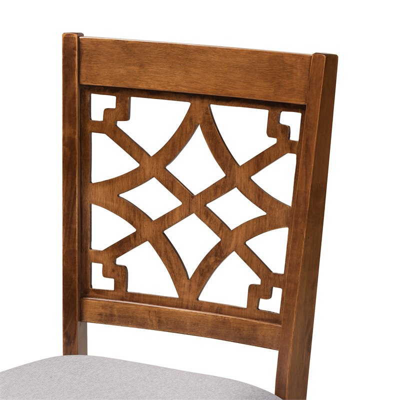 Bowery Hill Gray Fabric and Walnut Finished Wood 6-Piece Dining Set