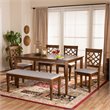 Bowery Hill Gray Fabric and Walnut Finished Wood 6-Piece Dining Set
