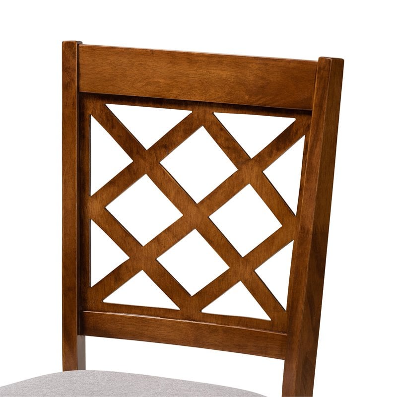 Bowery Hill Gray Fabric and Walnut Finished Wood 6-Piece Dining Set