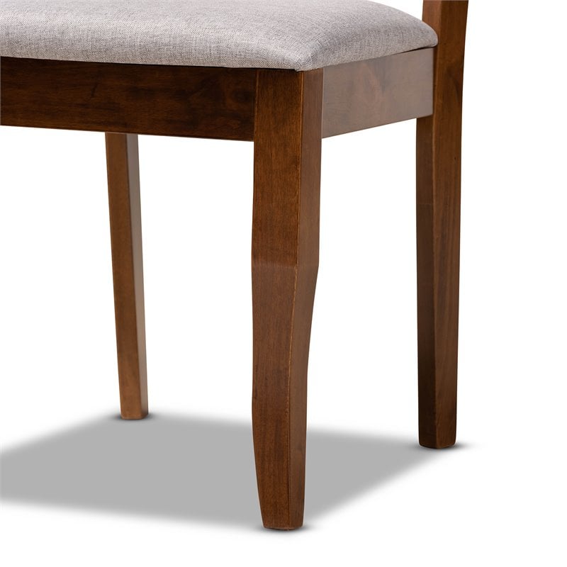 Bowery Hill Gray Fabric and Walnut Finished Wood 6-Piece Dining Set