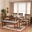 Bowery Hill Gray Fabric and Walnut Finished Wood 6-Piece Dining Set