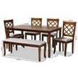 Bowery Hill Gray Fabric and Walnut Finished Wood 6-Piece Dining Set