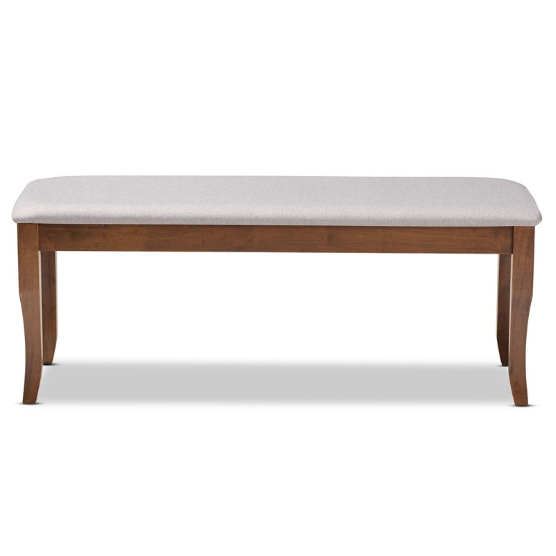 Bowery Hill Modern Grey Fabric Upholstered and Walnut Wood Dining Bench