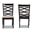 Bowery Hill Sand Fabric Dark Brown Finished 2-Piece Dining Chair Set