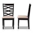 Bowery Hill Sand Fabric Dark Brown Finished 2-Piece Dining Chair Set