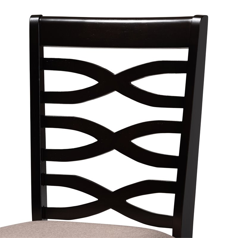 Bowery Hill Sand Fabric Dark Brown Finished 2-Piece Dining Chair Set