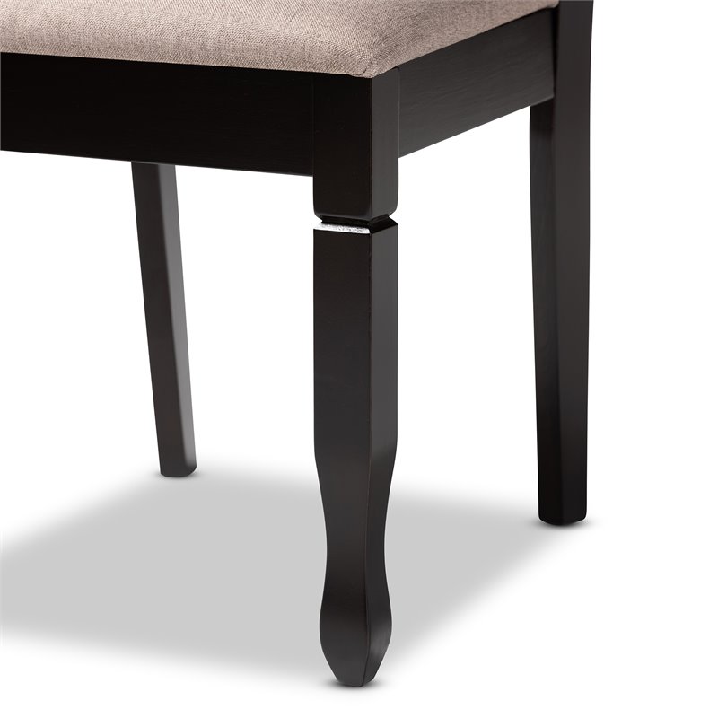 Bowery Hill Sand Fabric Dark Brown Finished 2-Piece Dining Chair Set