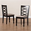 Bowery Hill Sand Fabric Dark Brown Finished 2-Piece Dining Chair Set