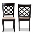 Bowery Hill Sand Fabric Dark Brown Finished 2-Piece Dining Chair Set
