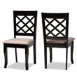 Bowery Hill Sand Fabric Dark Brown Finished 2-Piece Dining Chair Set
