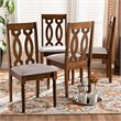 Bowery Hill Gray Fabric Walnut Finished 4-Piece Wood Dining Chair Set