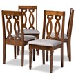 Bowery Hill Gray Fabric Walnut Finished 4-Piece Wood Dining Chair Set