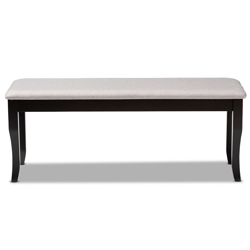 Bowery Hill Transitional Gray Fabric and Dark Brown Finished Wood Dining Bench