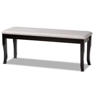 Bowery Hill Transitional Gray Fabric and Dark Brown Finished Wood Dining Bench