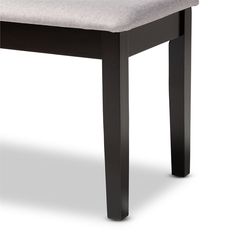 Bowery Hill Gray Fabric and Dark Brown Finished Wood Dining Bench