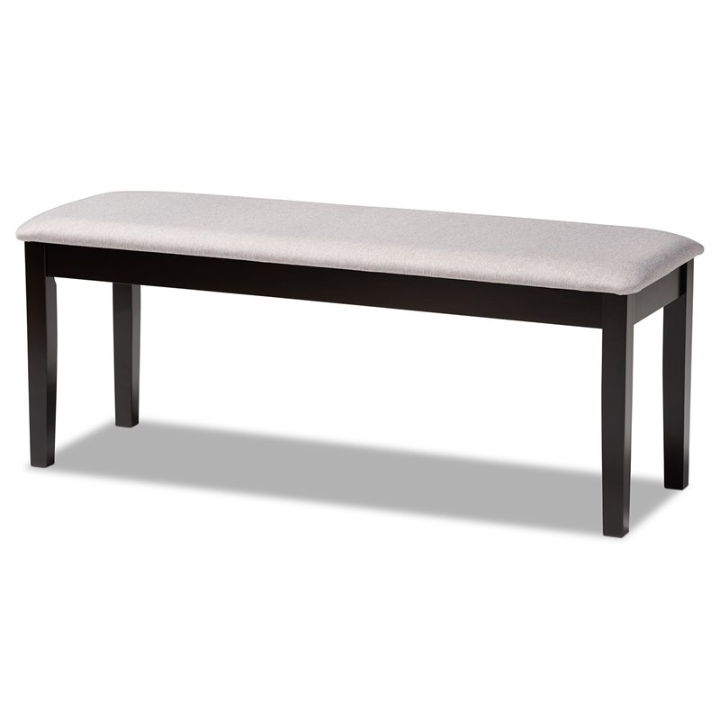 Bowery Hill Gray Fabric and Dark Brown Finished Wood Dining Bench