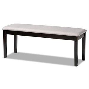 Bowery Hill Gray Fabric and Dark Brown Finished Wood Dining Bench
