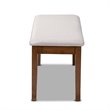 Bowery Hill Gray Fabric and Walnut Finished Wood Dining Bench