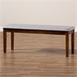 Bowery Hill Gray Fabric and Walnut Finished Wood Dining Bench