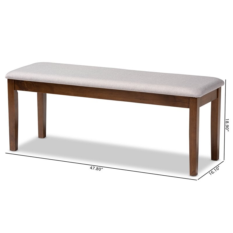 Bowery Hill Gray Fabric and Walnut Finished Wood Dining Bench