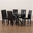 Bowery Hill Dark Brown Faux Leather Wood 7-Piece Dining Set
