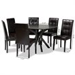 Bowery Hill Dark Brown Faux Leather Wood 7-Piece Dining Set