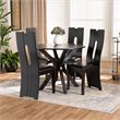 Bowery Hill Dark Brown Faux Leather Wood 5-Piece Dining Set