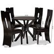 Bowery Hill Dark Brown Faux Leather Wood 5-Piece Dining Set