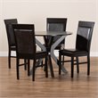 Bowery Hill Dark Brown Faux Leather Wood 5-Piece Dining Set