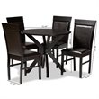 Bowery Hill Dark Brown Faux Leather Wood 5-Piece Dining Set