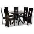 Bowery Hill Dark Brown Faux Leather  Wood 7-Piece Dining Set
