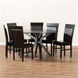 Bowery Hill Dark Brown Faux Leather Wood 7-Piece Dining Set