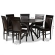 Bowery Hill Dark Brown Faux Leather Wood 7-Piece Dining Set