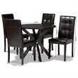 Bowery Hill Dark Brown Faux Leather Wood 5-Piece Dining Set