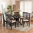 Bowery Hill Sand Fabric Dark Brown Finished Wood 7-Piece Dining Set