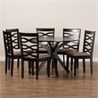 Bowery Hill Sand Fabric Dark Brown Finished Wood 7-Piece Dining Set