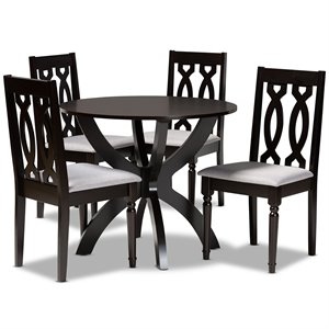 Bowery Hill Gray Fabric and Dark Brown Finished Wood 5-Piece Dining Set