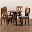 Bowery Hill Gray Fabric and Walnut Finished Wood 5-Piece Dining Set