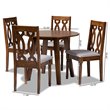Bowery Hill Gray Fabric and Walnut Finished Wood 5-Piece Dining Set