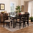 Bowery Hill Sand Fabric Dark Brown Finished Wood 7-Piece Dining Set