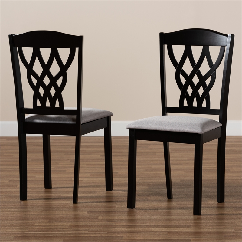 Bowery Hill Grey and Brown Finished Wood 2-Piece Dining Chair Set