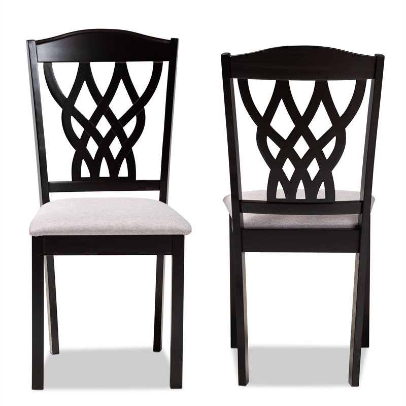 Bowery Hill Grey and Brown Finished Wood 2-Piece Dining Chair Set