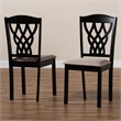 Bowery Hill Upholstered and Brown Finished Wood 2-Piece Dining Chair Set