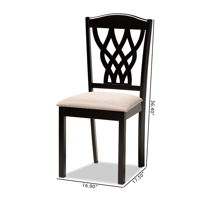 Bowery Hill Upholstered and Brown Finished Wood 2-Piece Dining Chair Set