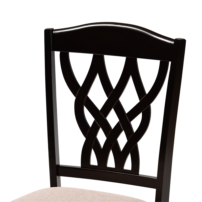 Bowery Hill Upholstered and Brown Finished Wood 2-Piece Dining Chair Set