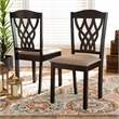 Bowery Hill Upholstered and Brown Finished Wood 2-Piece Dining Chair Set